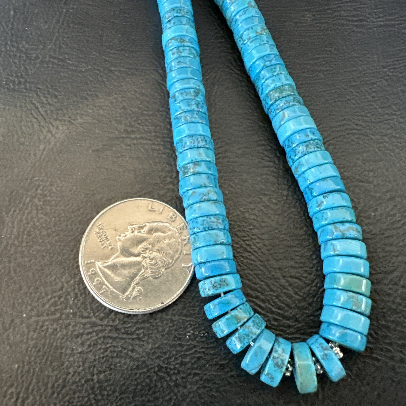 Robin Egg Blue Turquoise Heishi Navajo Sterling Silver Necklace 20" 18324
