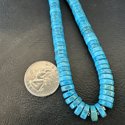 Robin Egg Blue Turquoise Heishi Navajo Sterling Silver Necklace 20" 18324