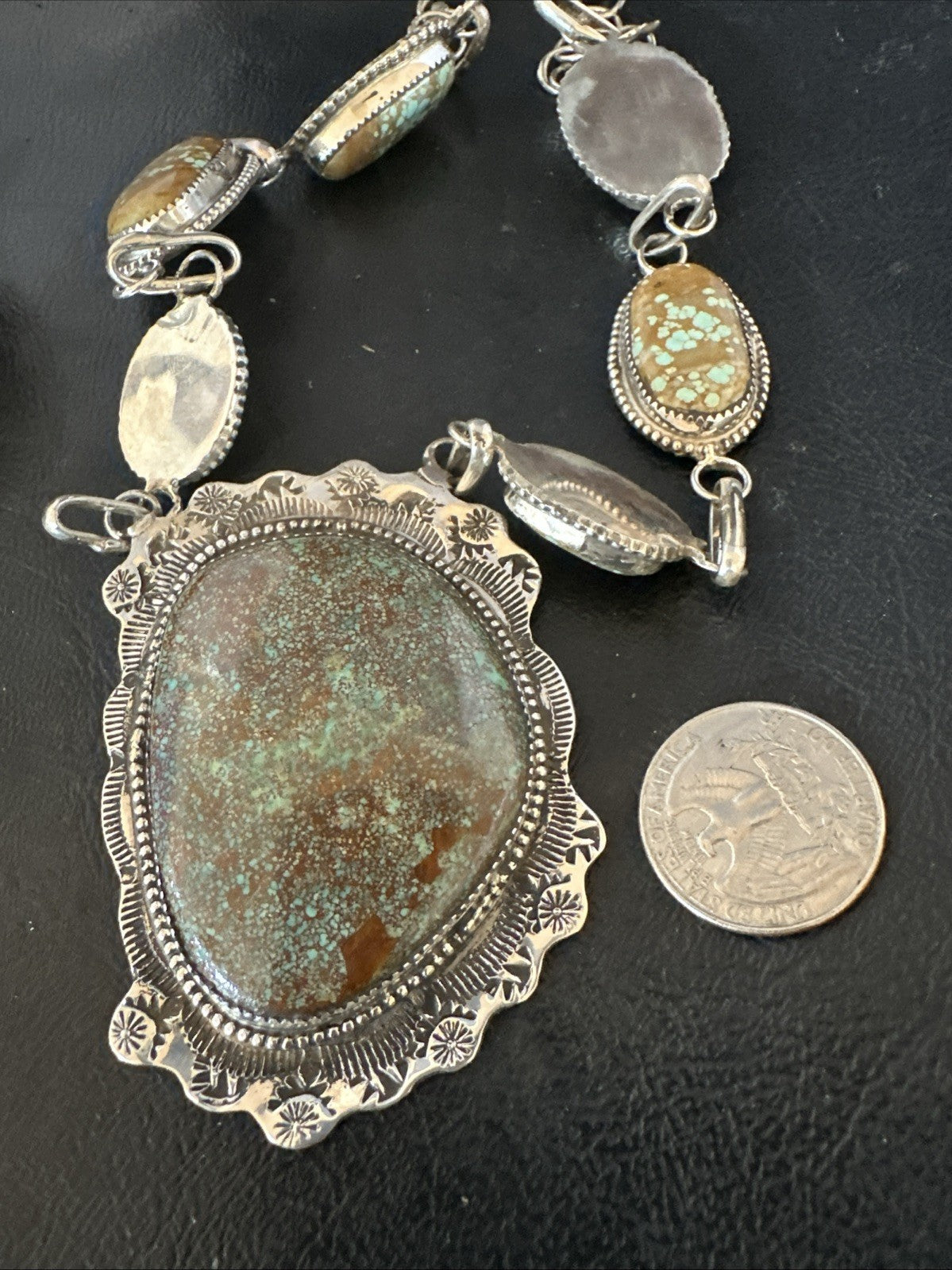Mens Women Blue Turquoise #8 Navajo 25" Sterling Silver Lariat Necklace 19068