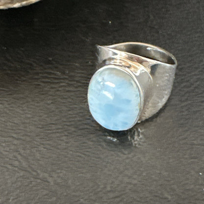 Womens Blue Larimar Navajo Sterling Silver Ring Size 8 17670
