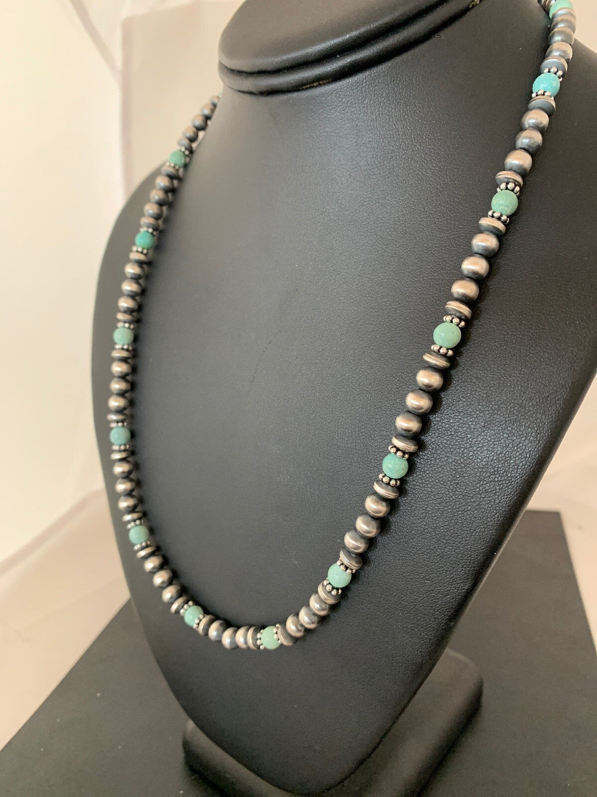 Navajo Pearls Sterling DRY CREEK Turquoise Bead Necklace 22" Sale 13310