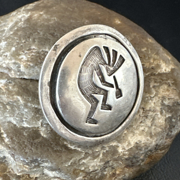XL Women's Kokopelli Old Pawn Hopi Ring Size 6.5 | Sterling Silver | Authentic Native American Handmade | 18115