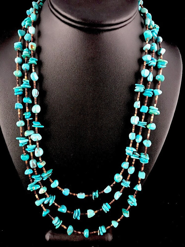Nugget Turquoise Shell Necklace 3S | Sterling Silver | Authentic Native American Handmade | 10088