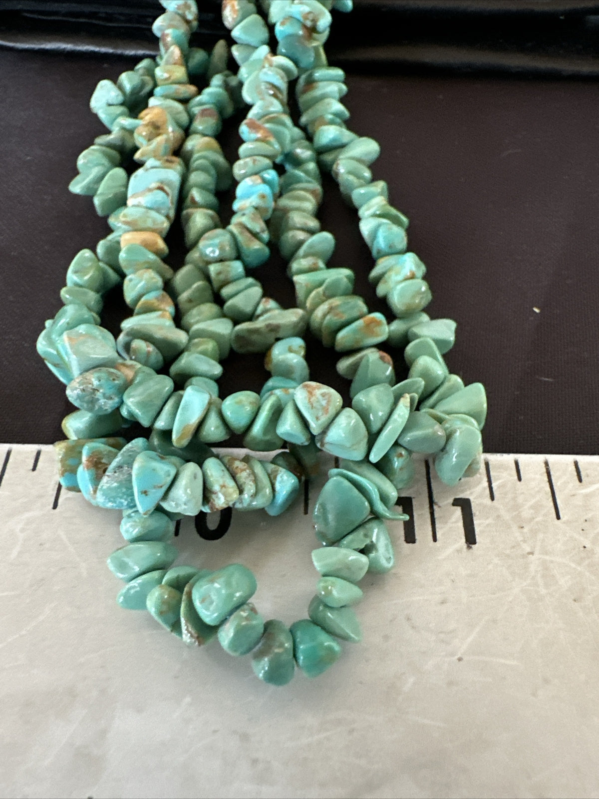 Green Turquoise 2S Nugget Beads Navajo Sterling Silver Necklace 30” 17780