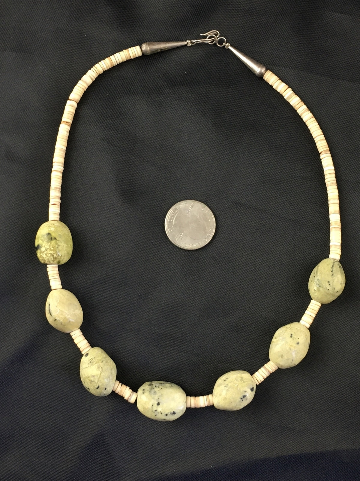 Chunky er Navajo Sterling Silver Jasper Shell Beads Necklace 17" 10247