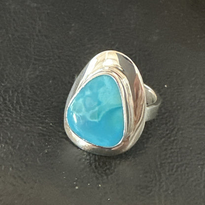 Southwestern Sterling Silver Blue Kingman Turquoise Ring Size 7 18507