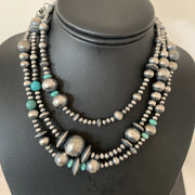 Beads Royston Turquoise 48"Necklace | Sterling Silver | Authentic Native American Handmade | 01401