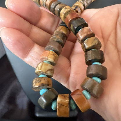 Red Creek Jasper Turquoise Pendant Navajo  Sterling Silver Necklace 17744