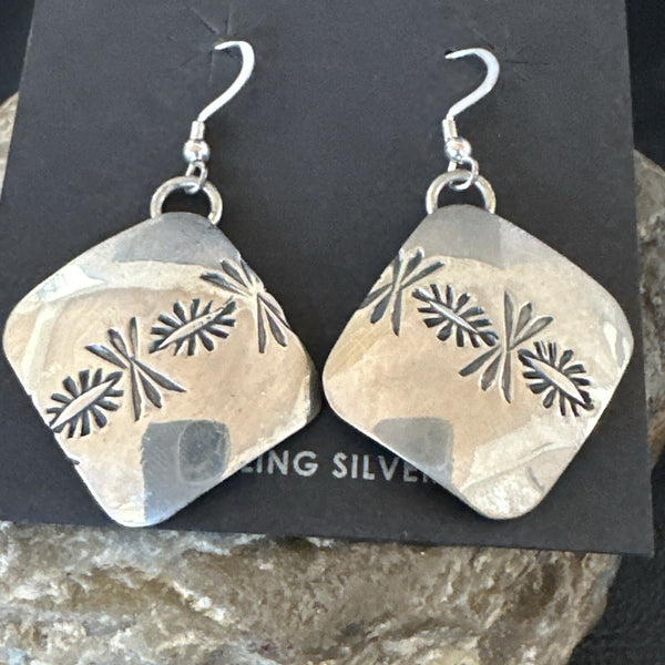 Navajo Stamped Earrings Set | Sterling Silver | Authentic Native American Handmade | 4754