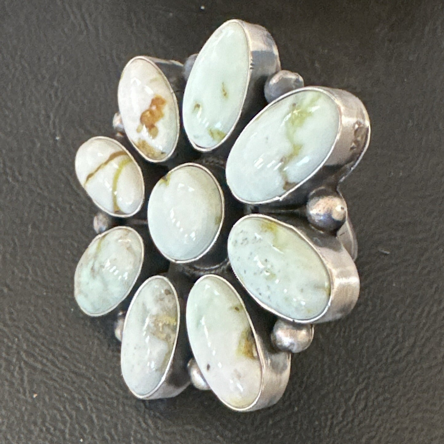 Women Blue Dry Creek Turquoise Cluster Navajo Sterling Silver Ring Sz 9 17772