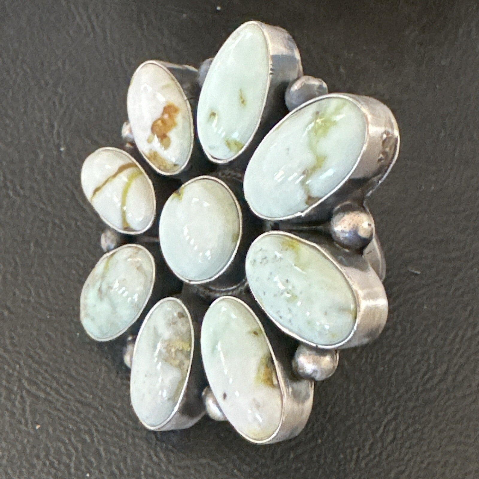 Women Blue Dry Creek Turquoise Cluster Navajo Sterling Silver Ring Sz 9 17772