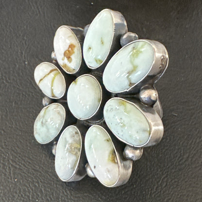 Women Blue Dry Creek Turquoise Cluster Navajo Sterling Silver Ring Sz 9 17772