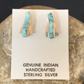 Women's Blue Spider Web Turquoise Navajo Inlay Earrings | Sterling Silver | Authentic Native American Handmade | 12899