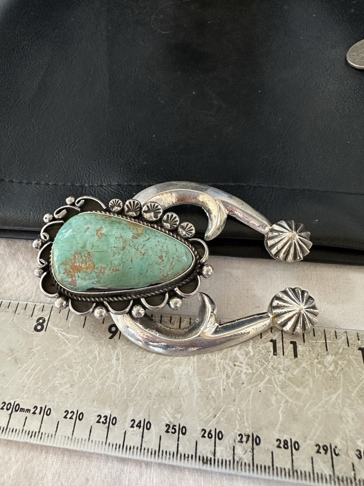 XXL Men Women Green Royston Turquoise Naja Sterling Silver Pendant Navajo 19528