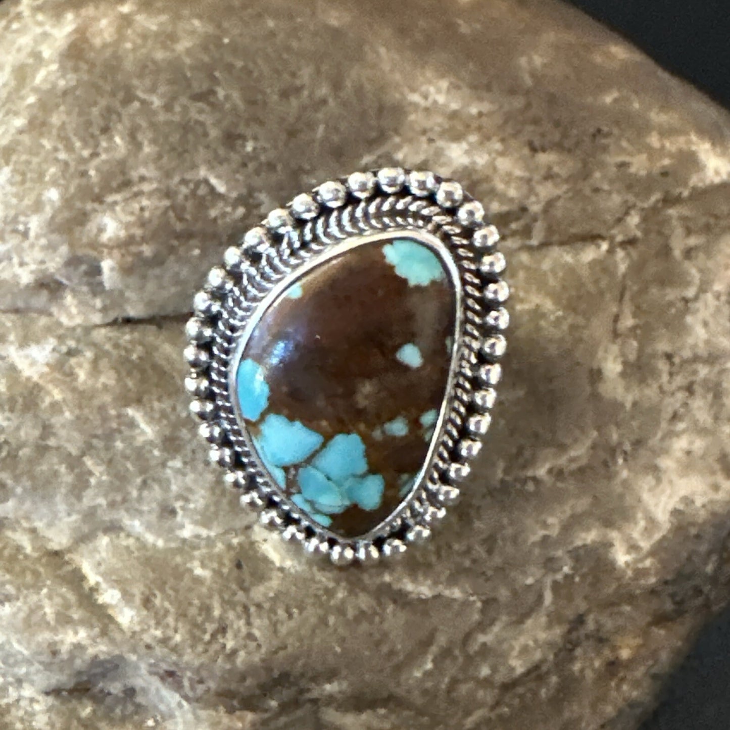 Blue Turquoise #8 Navajo Sterling Silver  Ring Size 6 18826