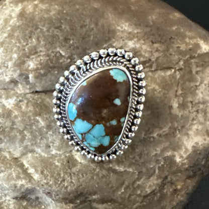 Blue Turquoise #8 Navajo Sterling Silver  Ring Size 6 18826