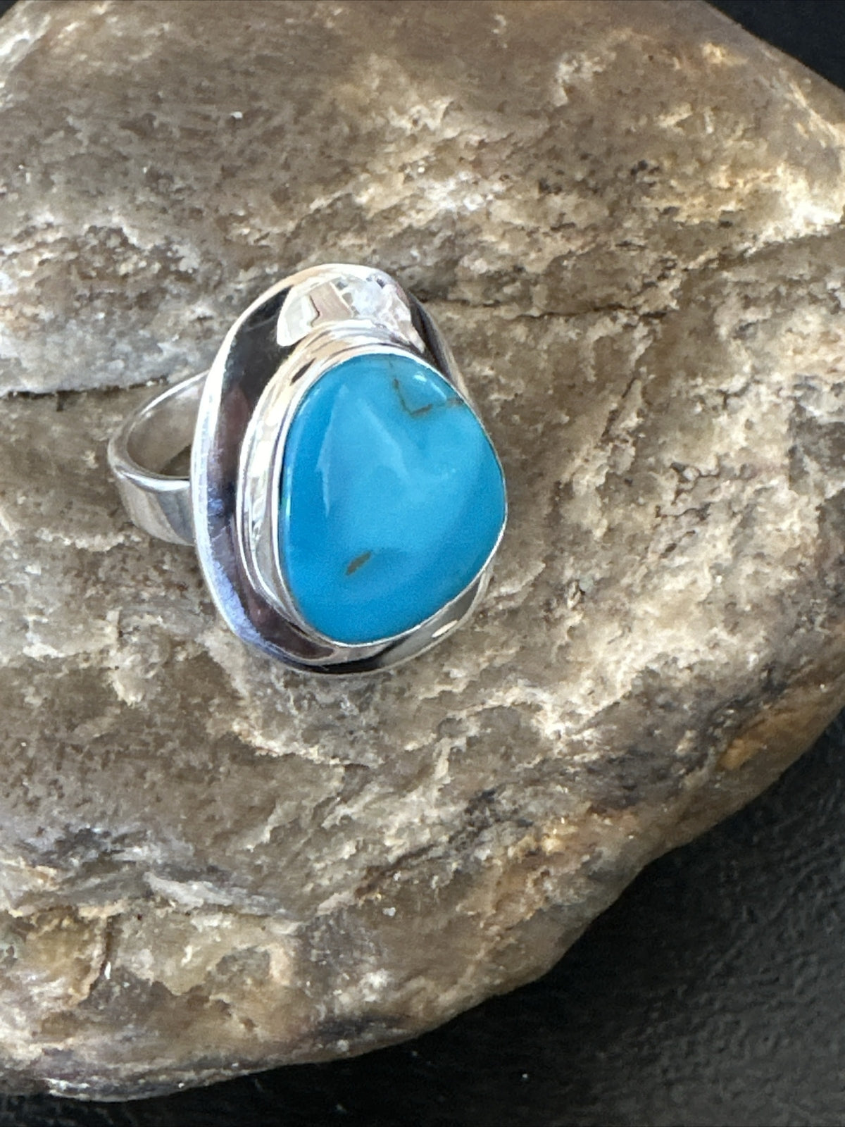 WoMens Sterling Silver Blue Kingman Turquoise Ring Size 7 17681
