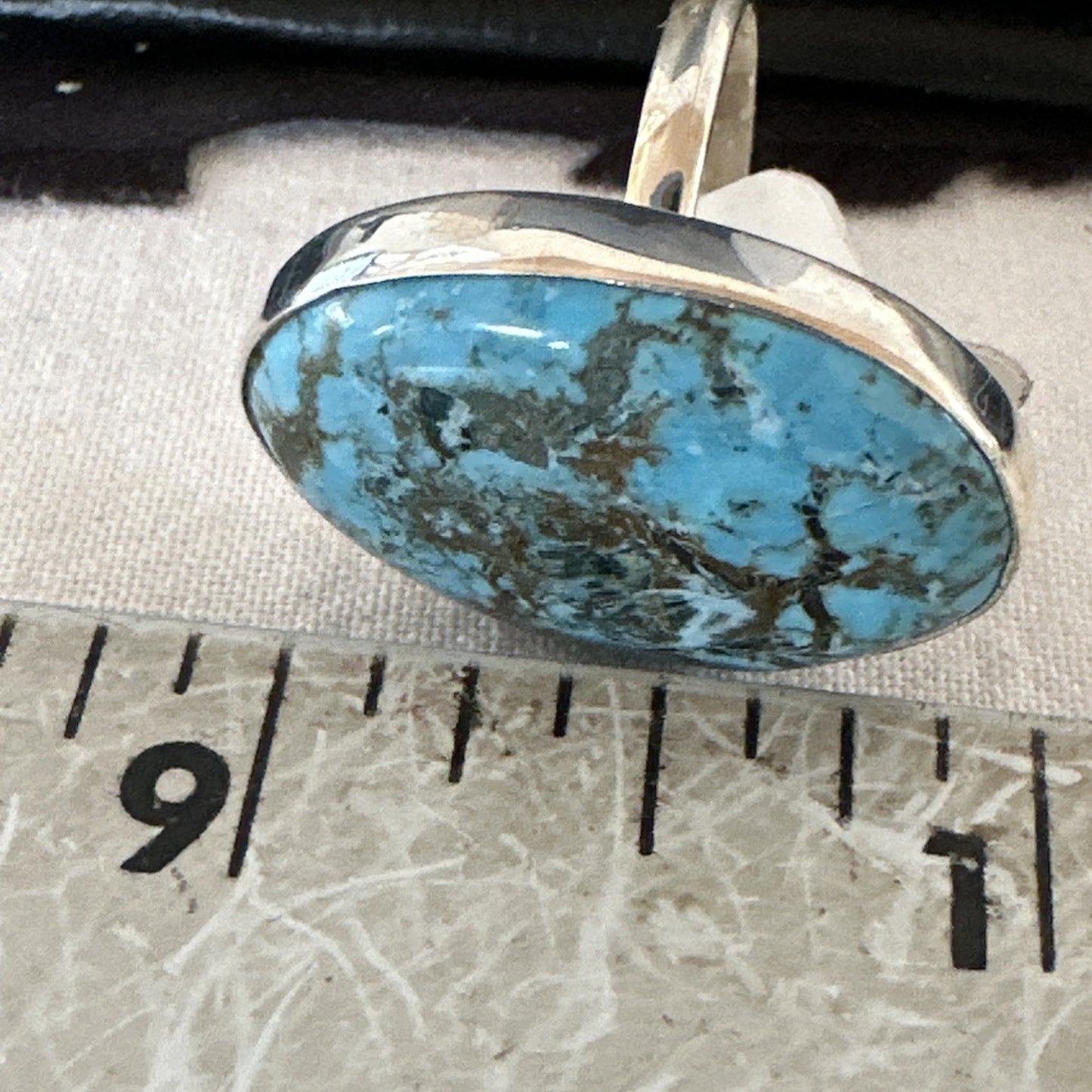 Blue Turquoise#8 Southwestern Sterling Silver Ring Size 7 19737