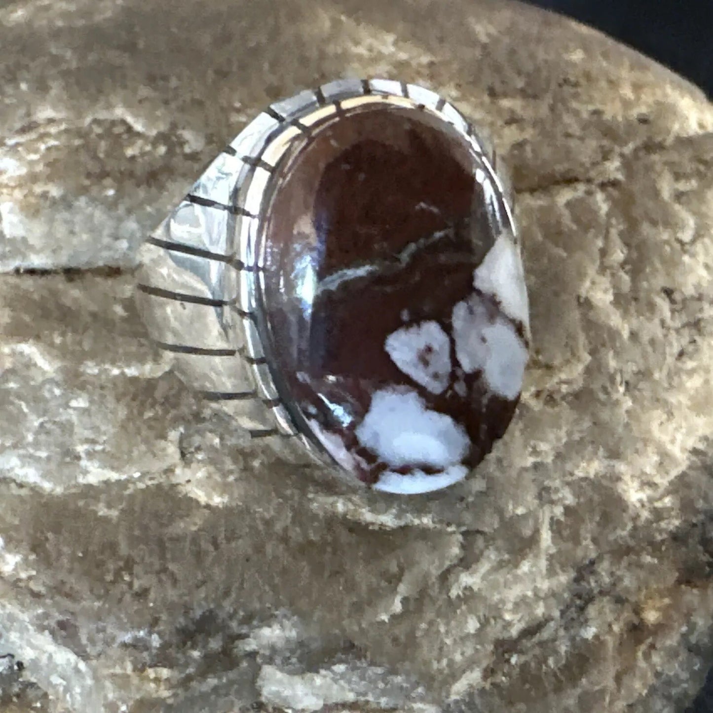 Mens Wild Horse Turquoise Southwestern Sterling Silver Ring Size 10.5 17794