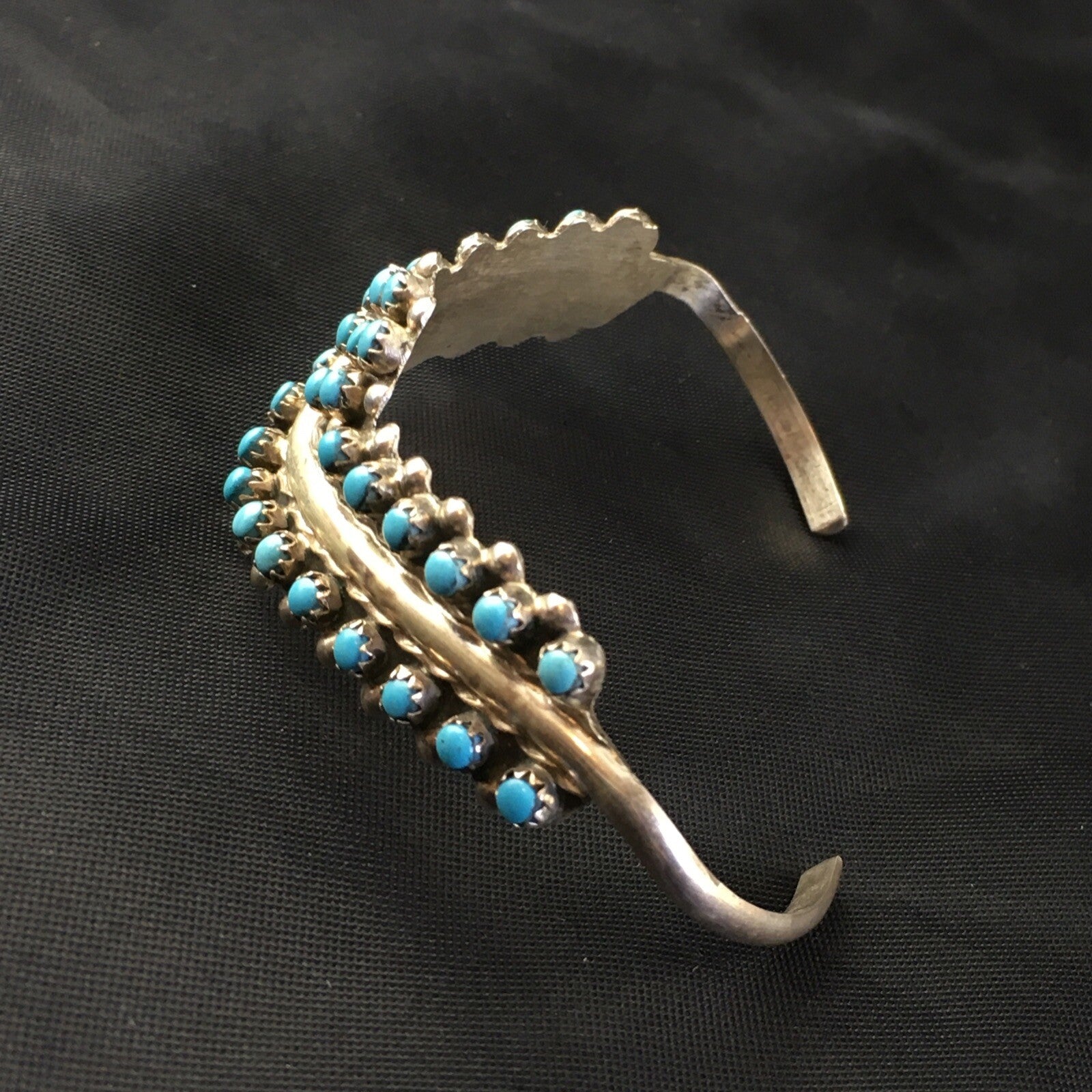 Children Blue Turquoise Petite Point Zuni Sterling Bracelet 01990