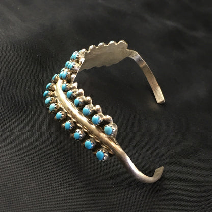 Children Blue Turquoise Petite Point Zuni Sterling Bracelet 01990