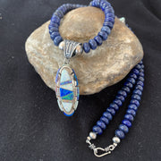 Navajo Necklace Lapis Opal Pendant | Sterling Silver | Authentic Native American Handmade | 19491