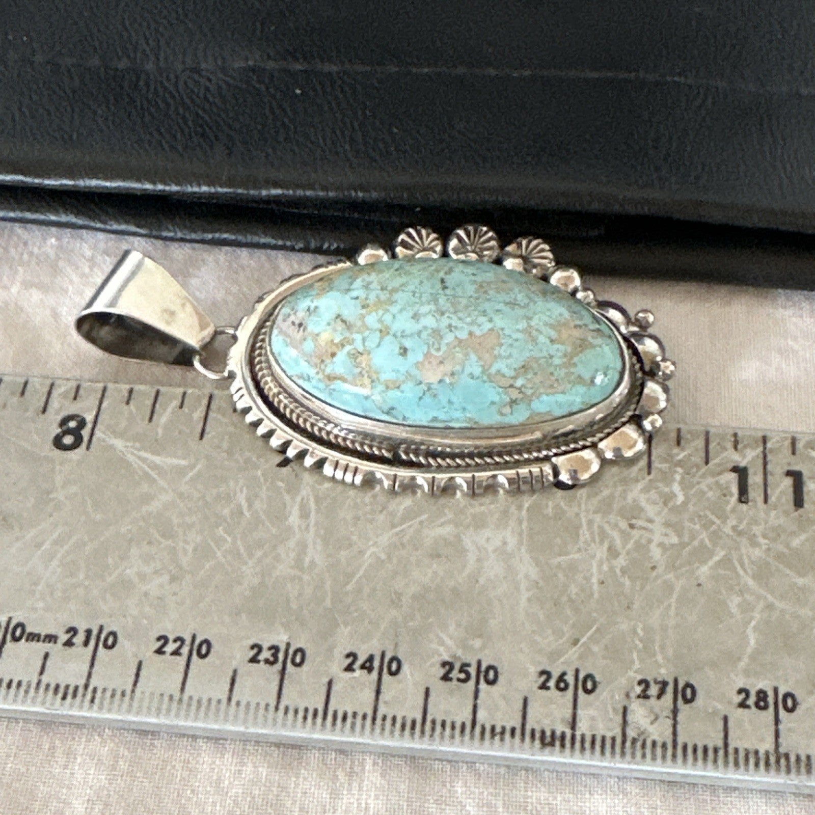 XL Men Women Blue Royston Turquoise Pendant Navajo Sterling Yazzie 19524