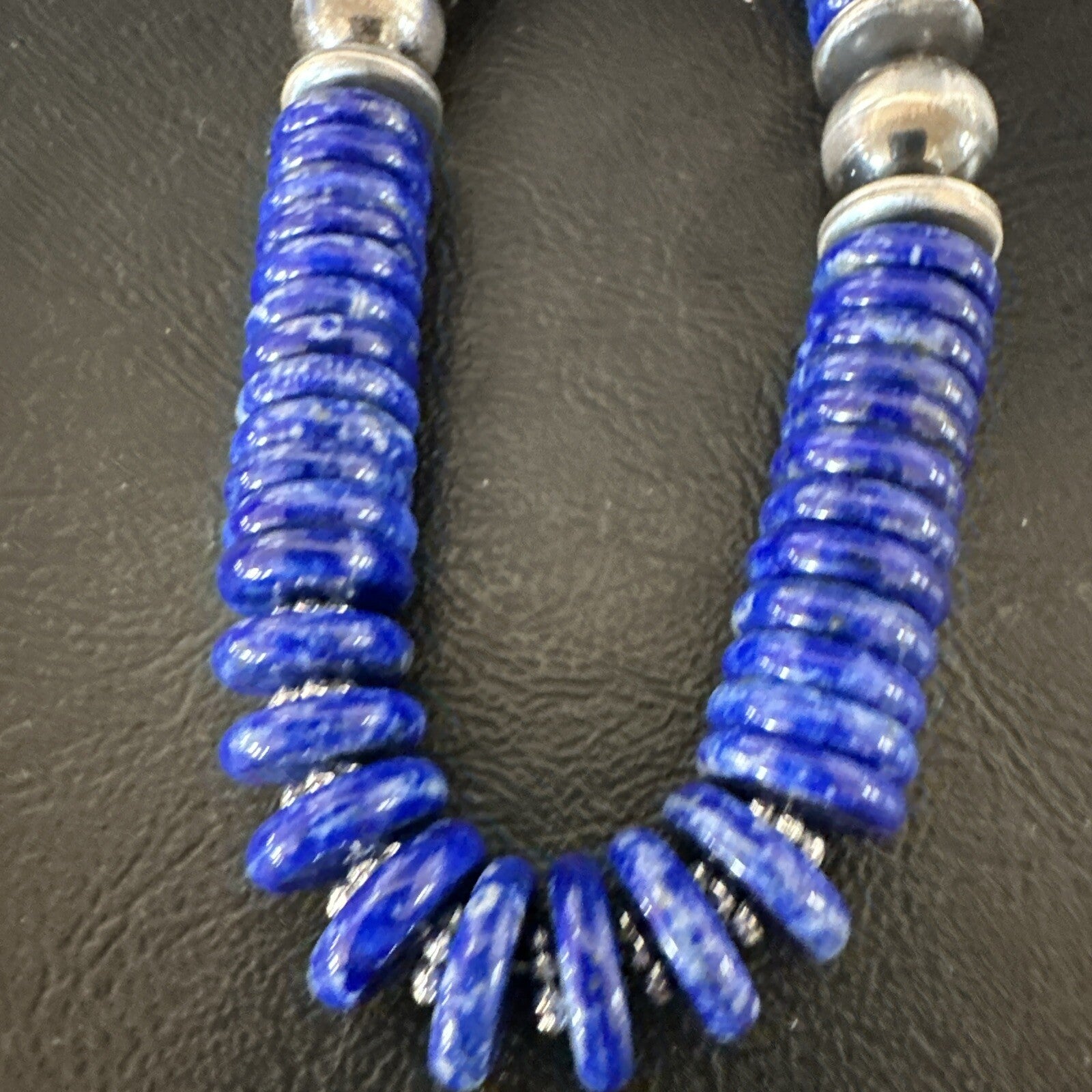 Mens Womens Blue Lapis Lazuli 6-12mm Navajo Sterling Silver 21" Necklace 17885