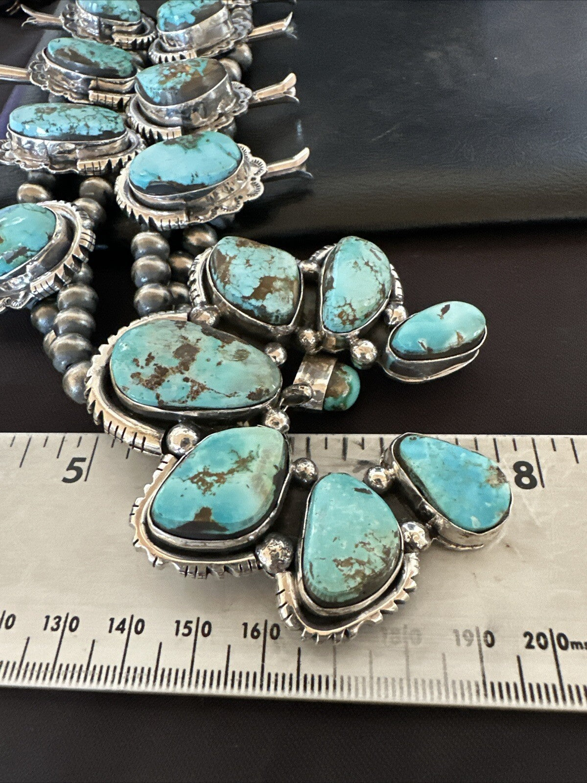 Royston Turquoise Navajo Squash Sterling Silver Naja Necklace Earrings 18237