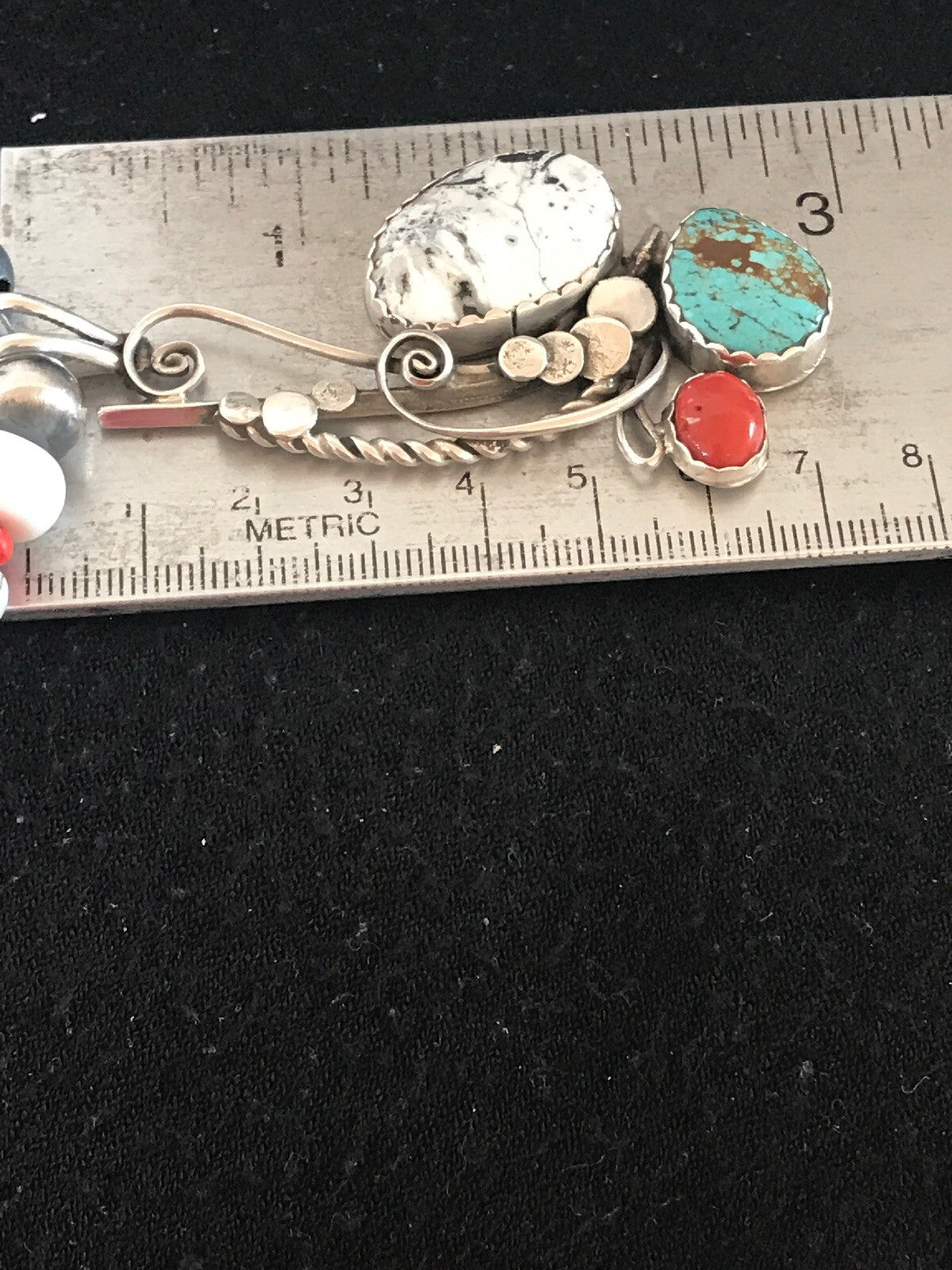 Blue Turquoise Spiny Oyster Pendant Pearls Sterling Beads Silver Necklace 8644