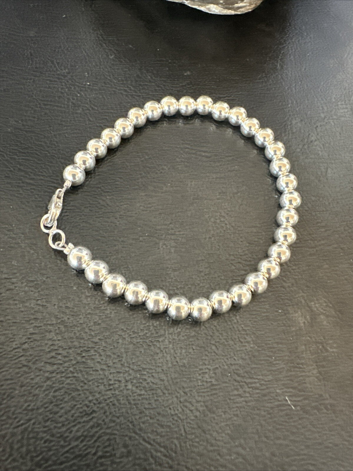 Shiny 6mm Beads 8” Sterling Silver Bracelet 90008