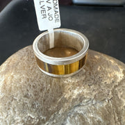 Infinity Men's Coffee Tigers Eye Navajo Inlay Ring Size 10 | Sterling Silver | Authentic Native American Handmade | 19047