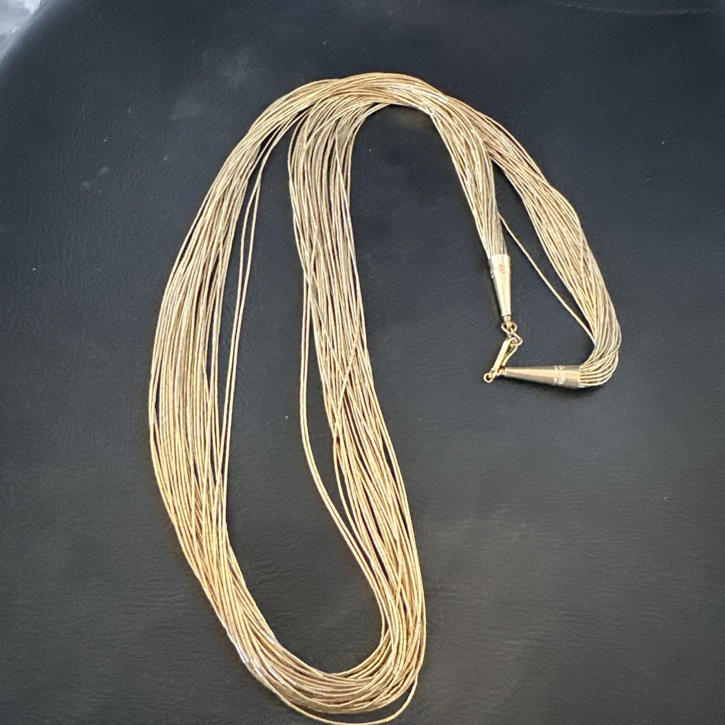 Gold Filled Heishi Tubes 30 Strand Liquid Sterling Silver Necklace 28” 18057