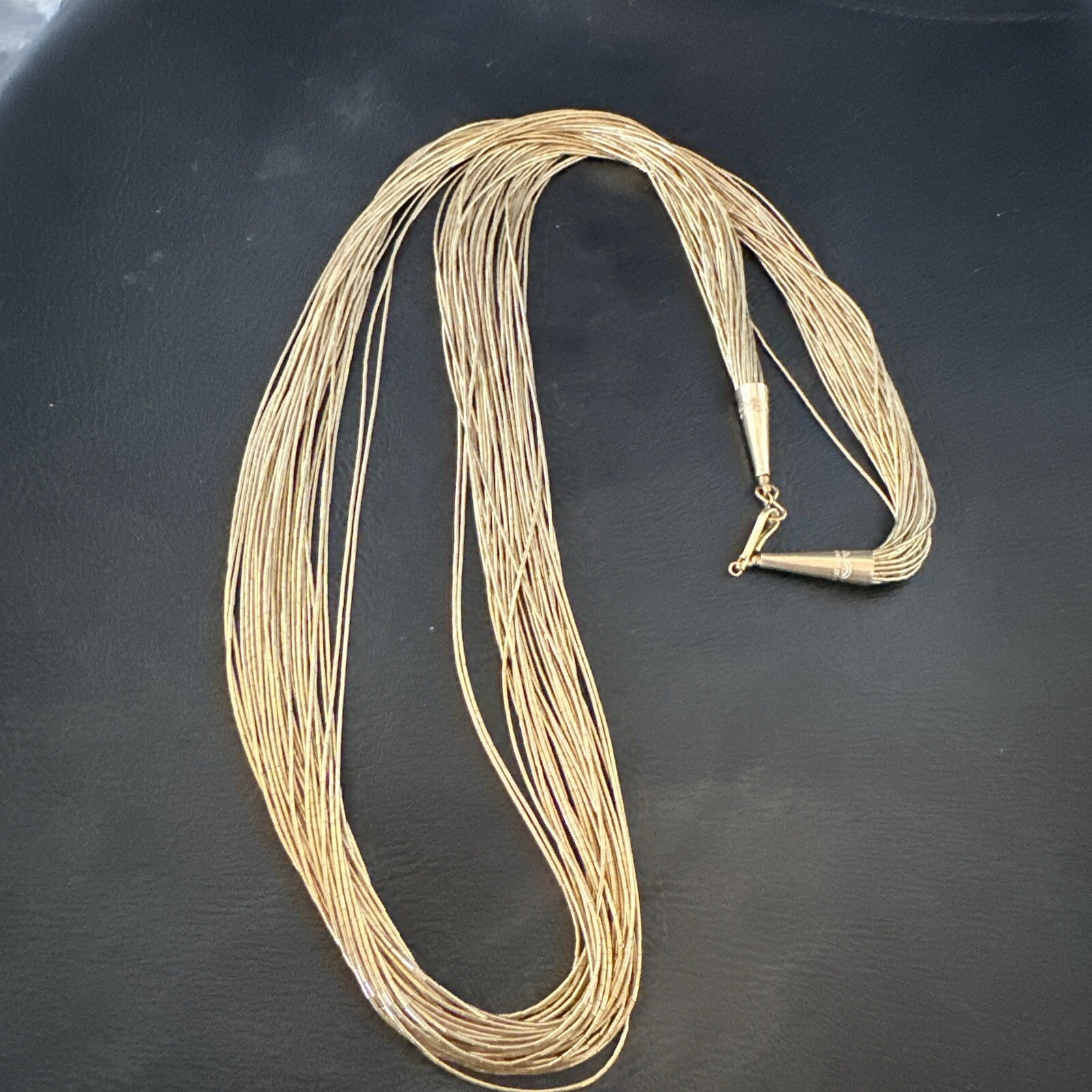 Gold Filled Heishi Tubes 30 Strand Liquid Sterling Silver Necklace 28” 18057