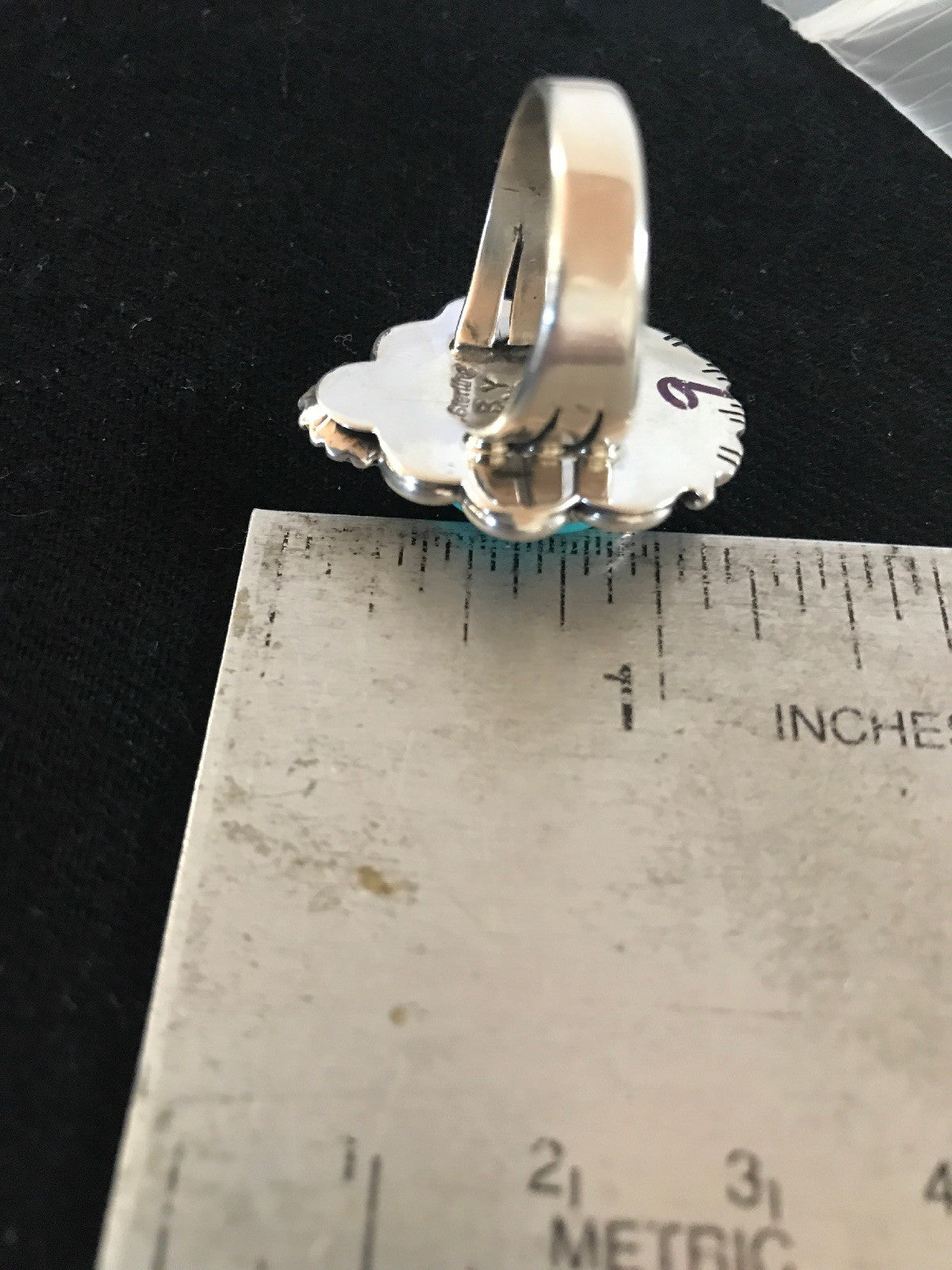 Kingman Turquoise Navajo Sterling Silver Ring Size 9 08240