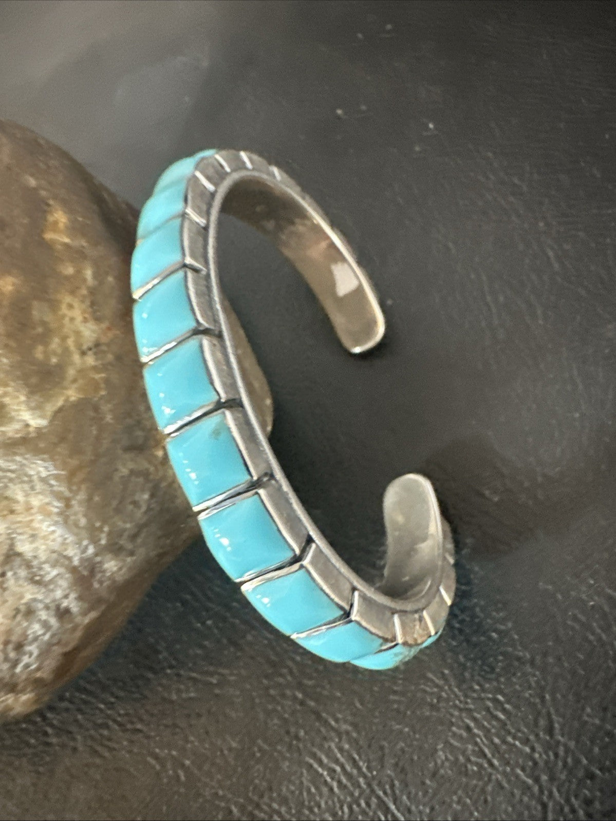 Blue Kingman SB Turquoise Navajo Sterling Silver Cuff Bracelet 6.5" 19069