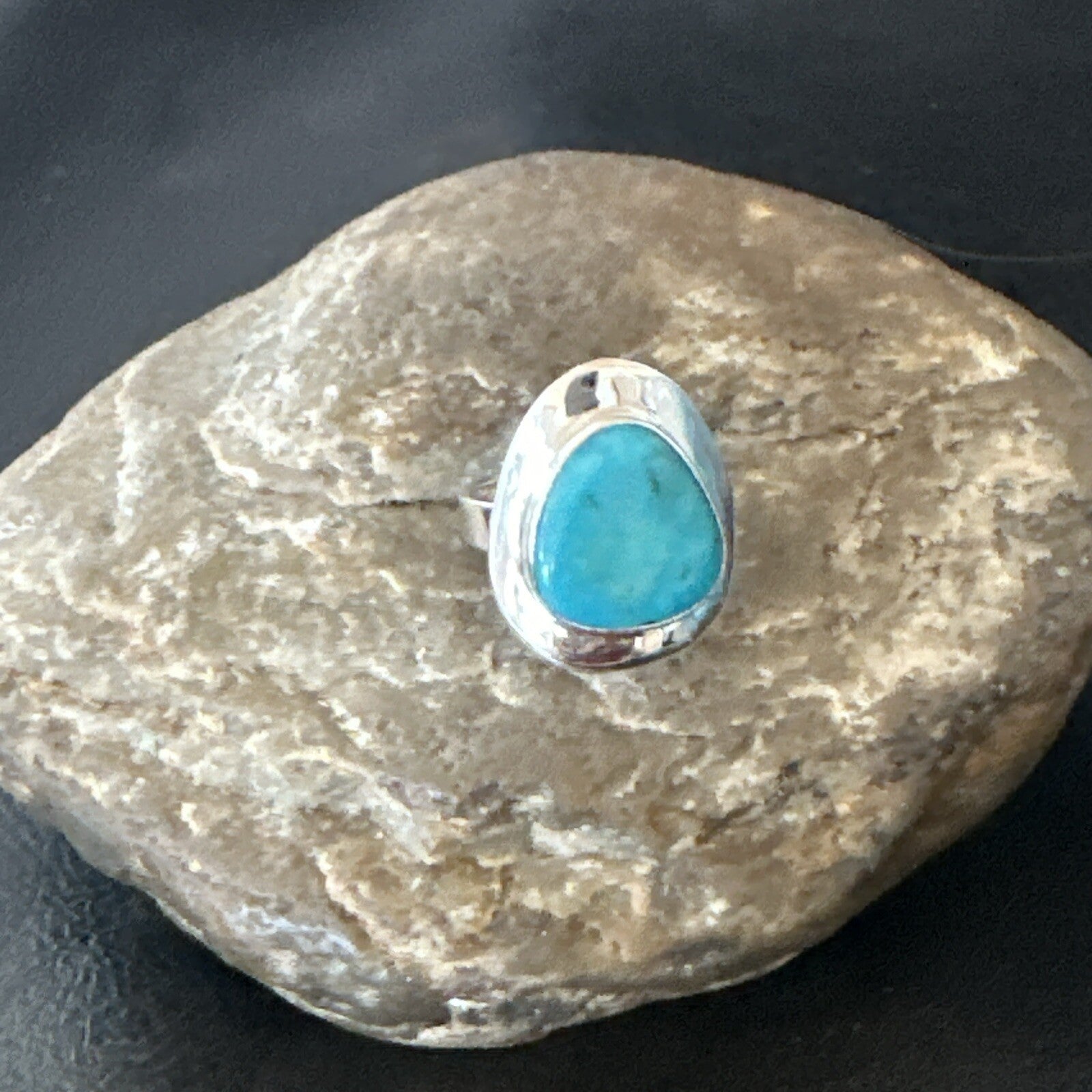 Southwestern Sterling Silver Blue Kingman Turquoise Ring Size 7 18506