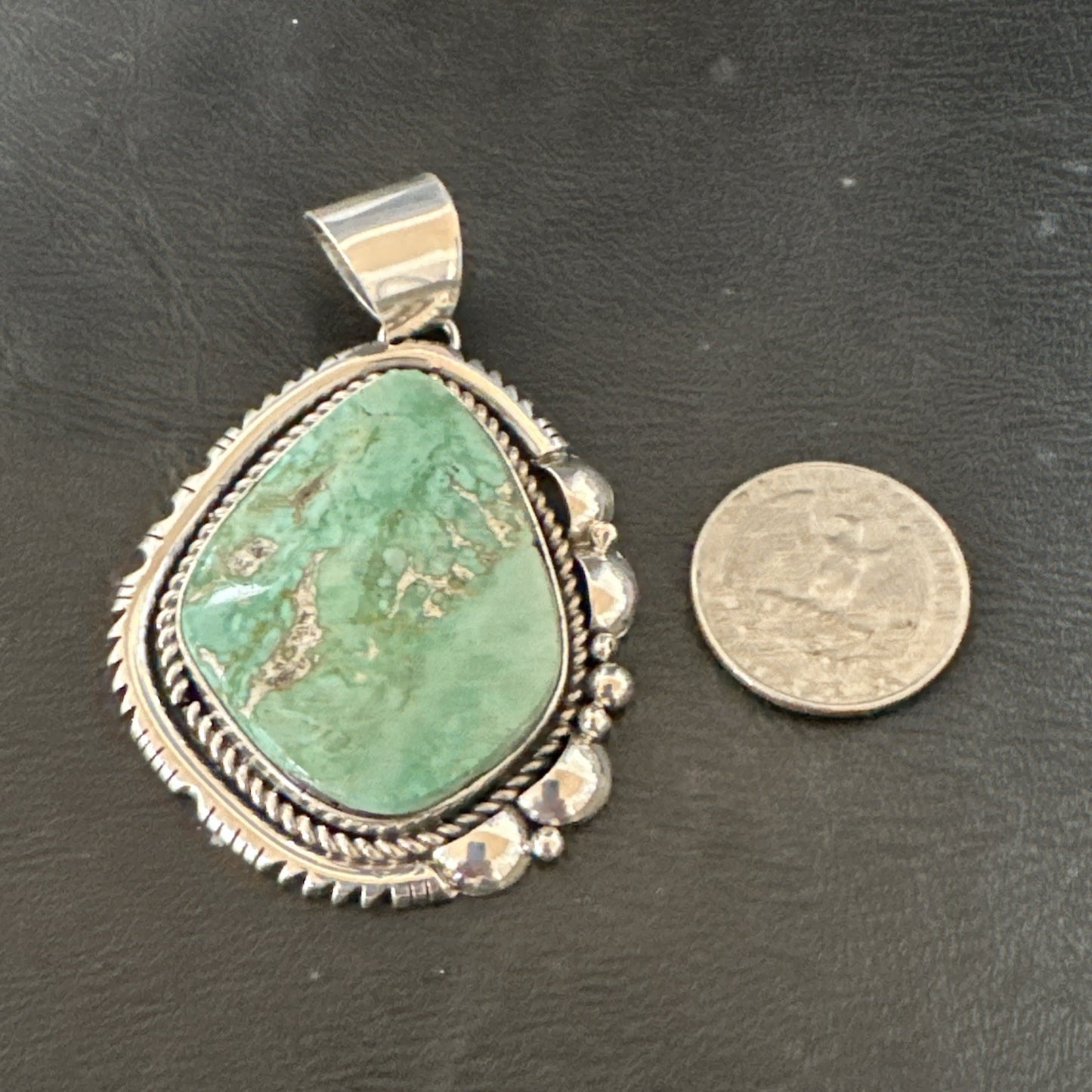 Men Women Green Royston Turquoise Pendant Navajo Sterling Yazzie 19522