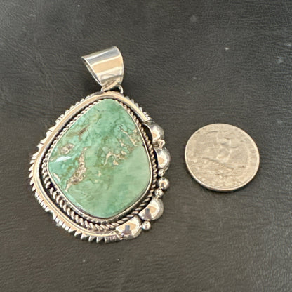 Men Women Green Royston Turquoise Pendant Navajo Sterling Yazzie 19522