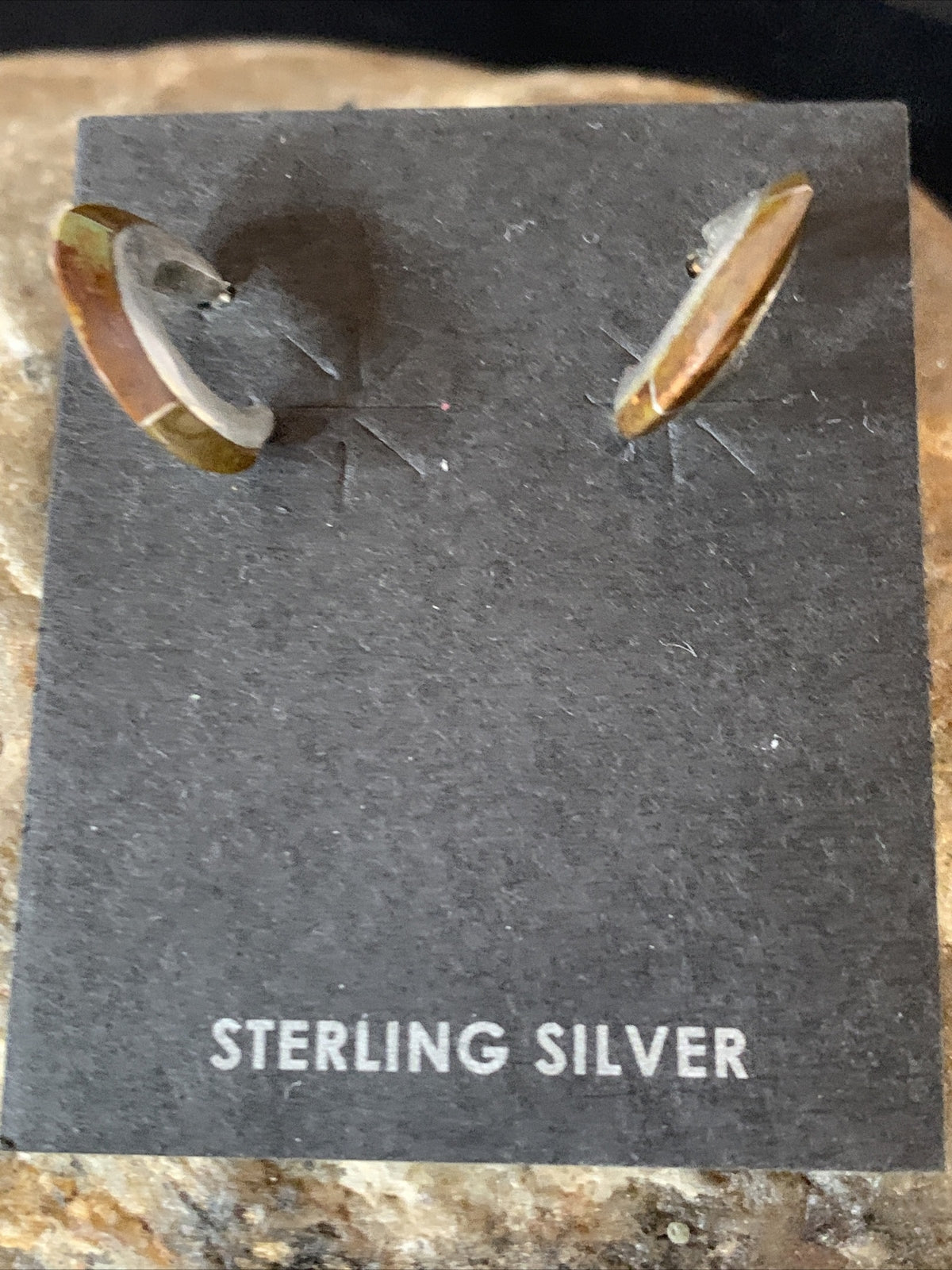 Pava Shell Minimalist Navajo Sterling Silver Inlay Earrings 13068