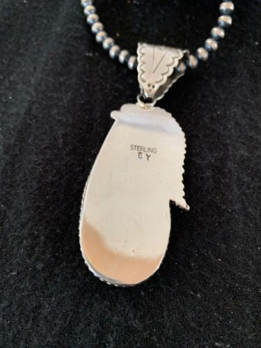 Men's Turquoise#8 Pendant | Navajo Pearls Sterling Silver Necklace 19721