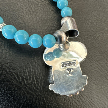 Blue Opal Pendant Turquoise Navajo Sterling Silver Necklace 23" 18736