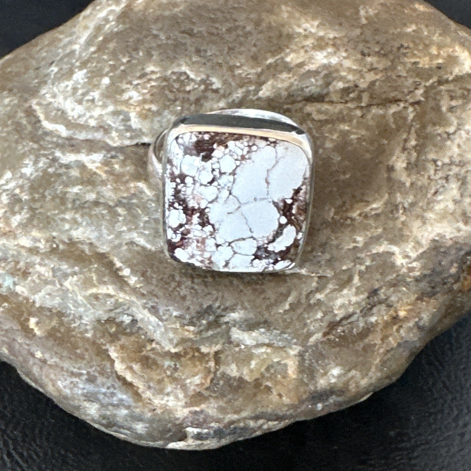 Mens Womens Wild Horse Turquoise Navajo Sterling Silver Ring Sz 7 17346