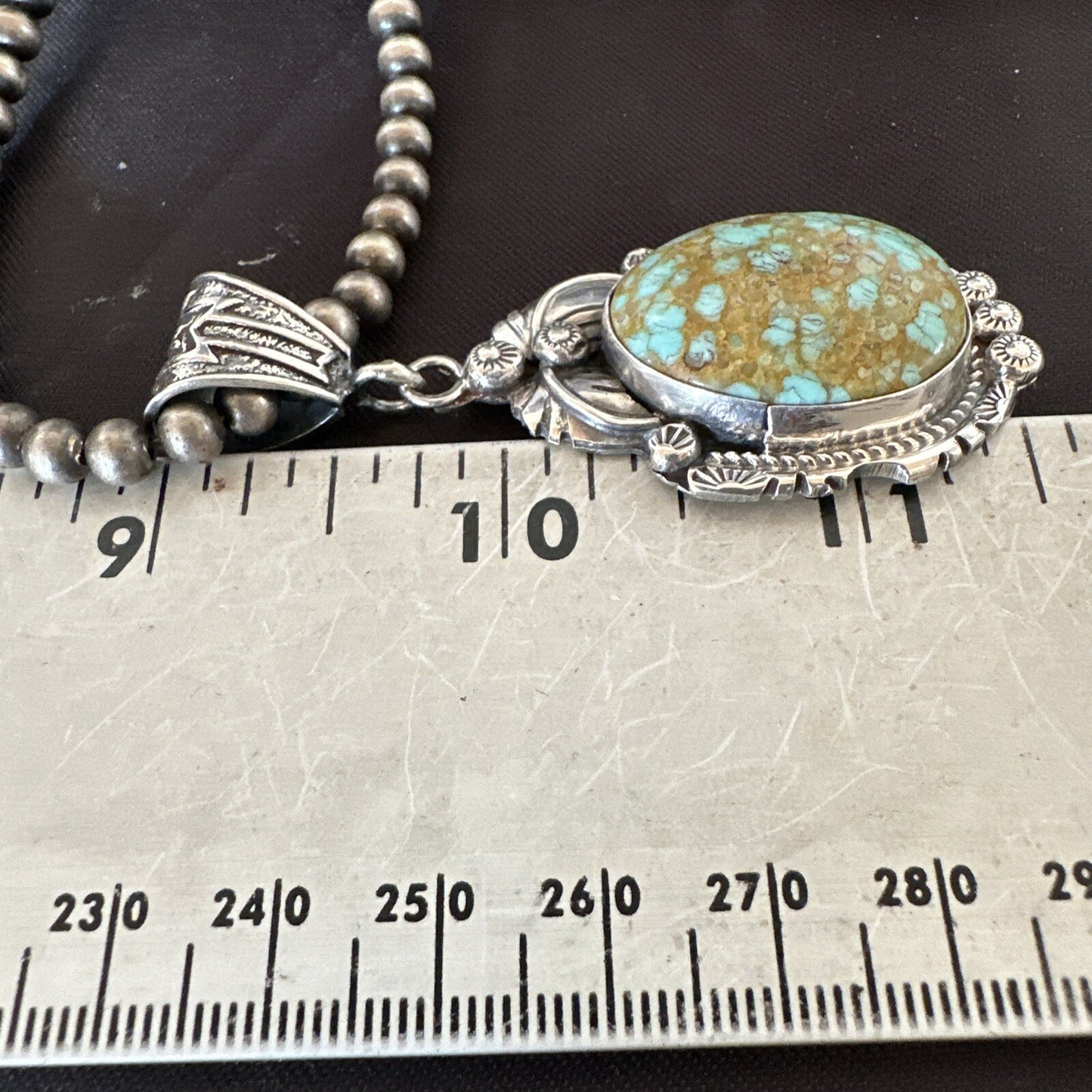 Mens Blue Turquoise#8 Pendant Navajo Sterling Silver Necklace 18078