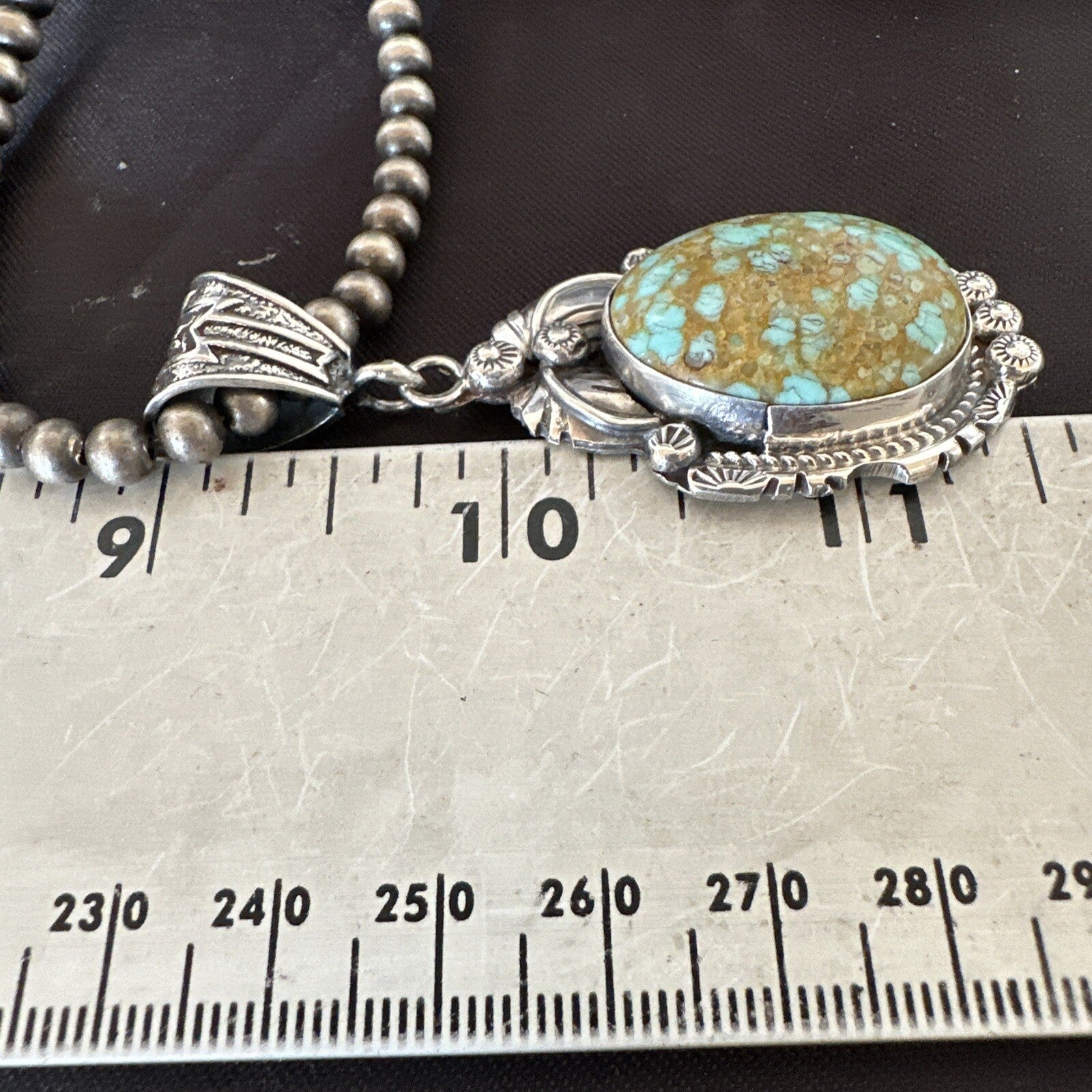 Mens Blue Turquoise#8 Pendant Navajo Sterling Silver Necklace 18078