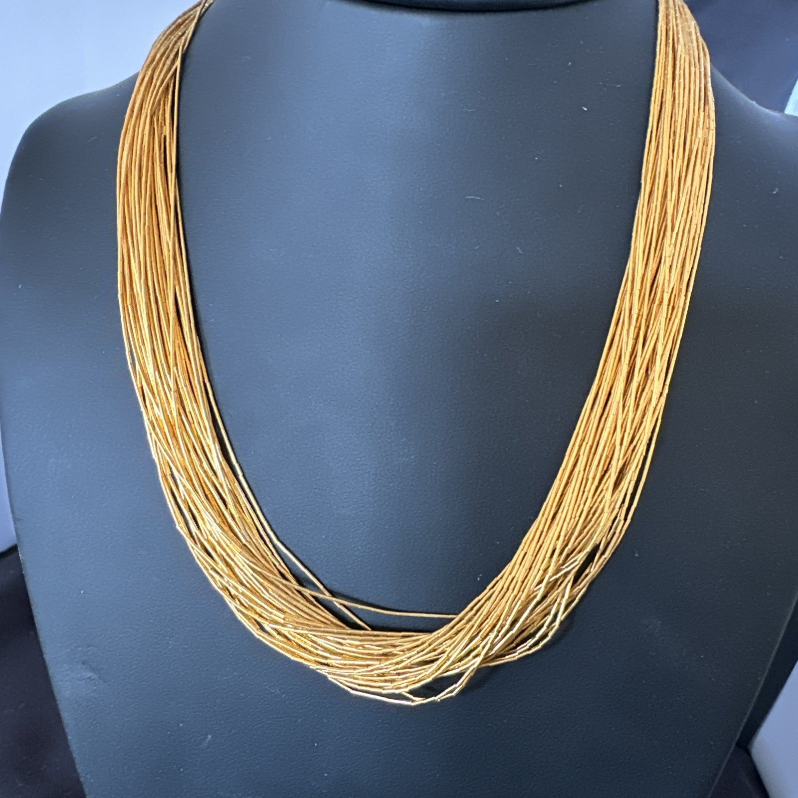 Gold Filled Heishi Tubes 40 Strand 18” Liquid Sterling Silver Necklace 19360