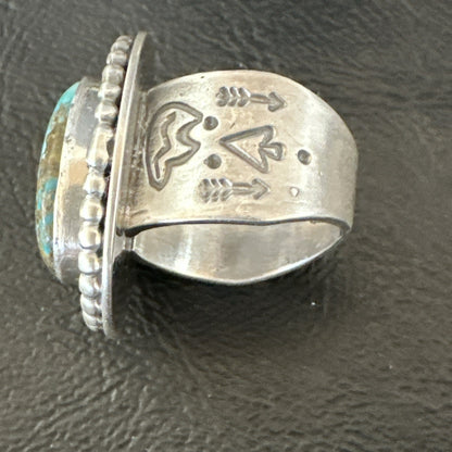 Navajo Sterling Silver Blue Royston Turquoise Ring Size 7 19631
