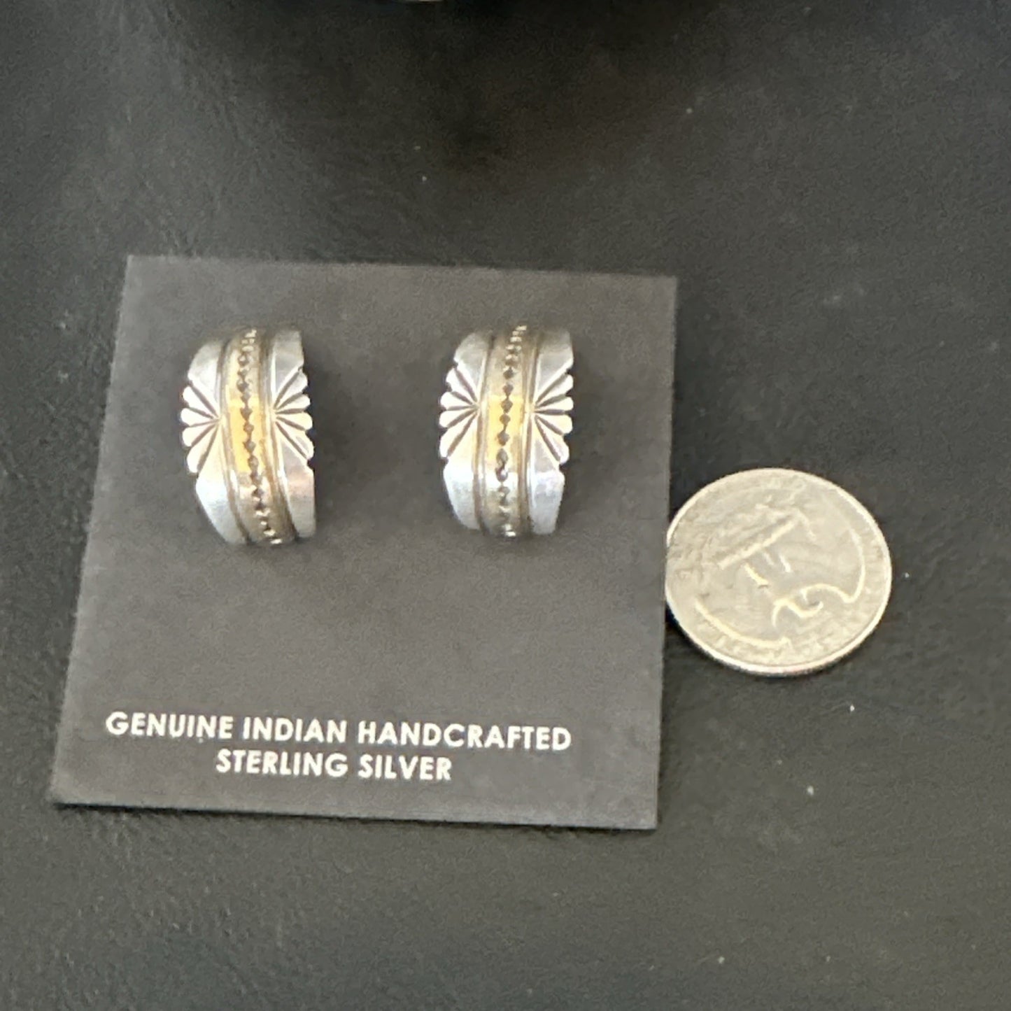 Old Pawn Navajo Stamped GF Sterling Silver Native American Earrings 19091