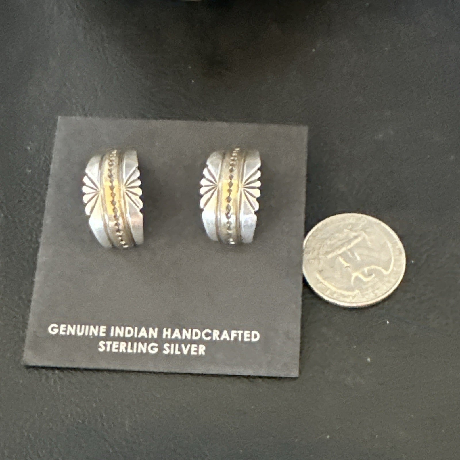 Old Pawn Navajo Stamped GF Sterling Silver Native American Earrings 19091