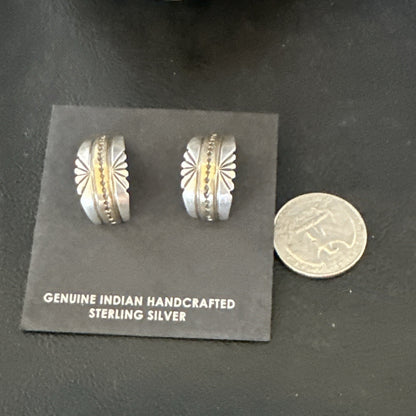 Old Pawn Navajo Stamped GF Sterling Silver Native American Earrings 19091